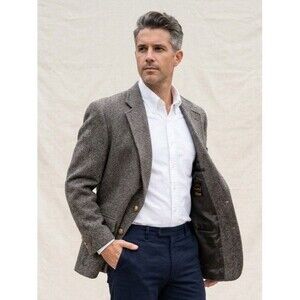 Vintage Harris Tweed Men's 46R Blazer John Weitz by Palm Beach Herringbone Wool